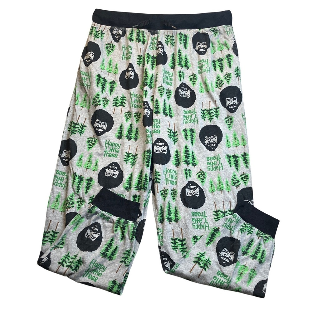 Bob Ross Pants Mens Large Happy Trees AOP Lounge Pajama Everyday Festival
